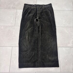 Vintage Paul Stuart Black Wide Wale Corduroy Pants 34R Baggy Faded Grunge